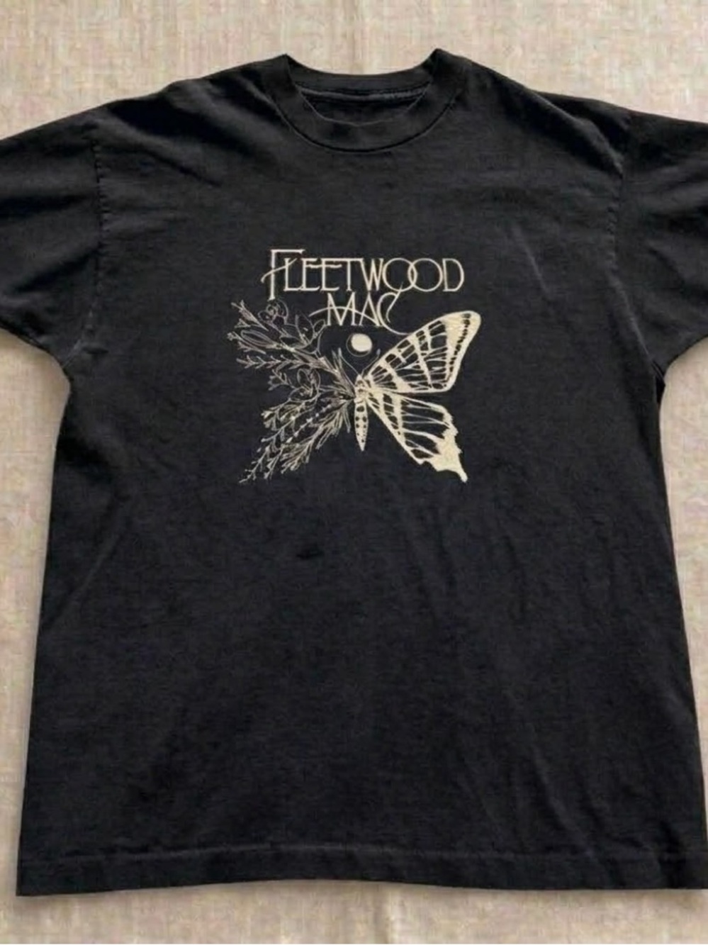 Fleetwood Mac Butterfly Floral Graphic T-shirt Black Rock Band Tee